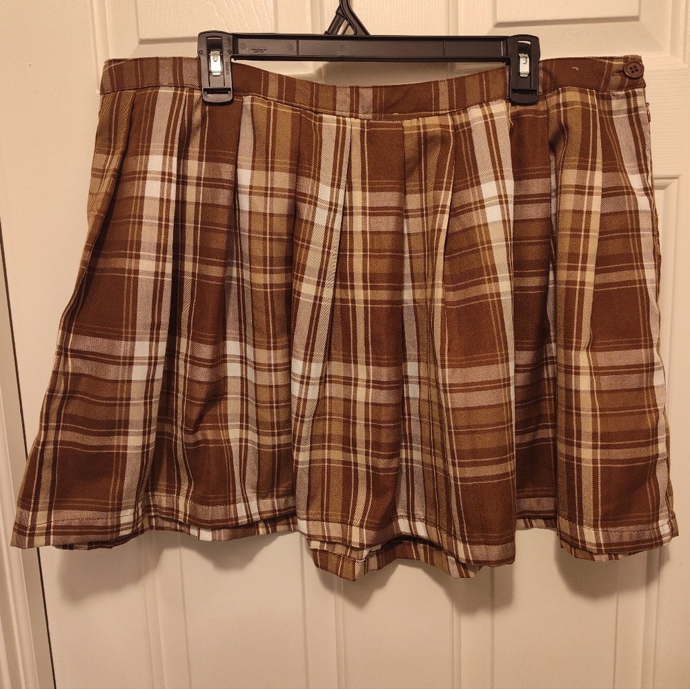 💙 Rue+ Brown Plaid Skirt - Picture 2 of 9